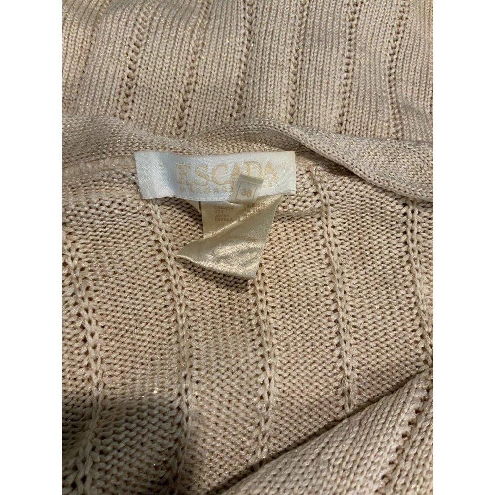 Escada Cream Open-Front Ribbed Knit Cardigan with Pockets - Picture 7 of 7